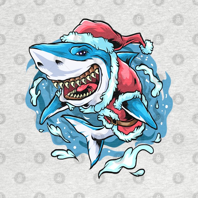 Christmas Santa Great White Shark by BDAZ